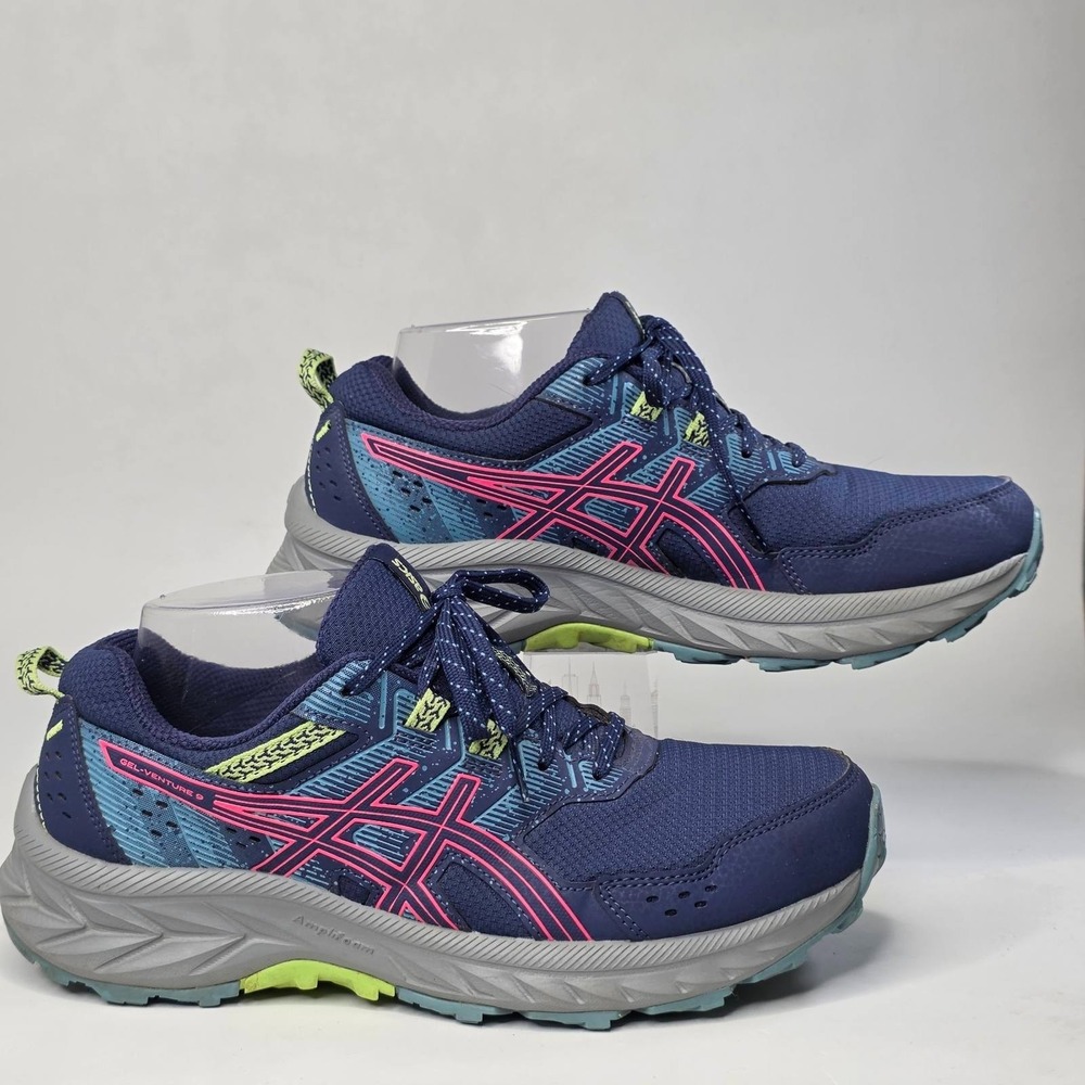 ASICS Gel Venture 9 Sneakers Women's Size 8 UK 6 Navy Blue Pink Running Shoes